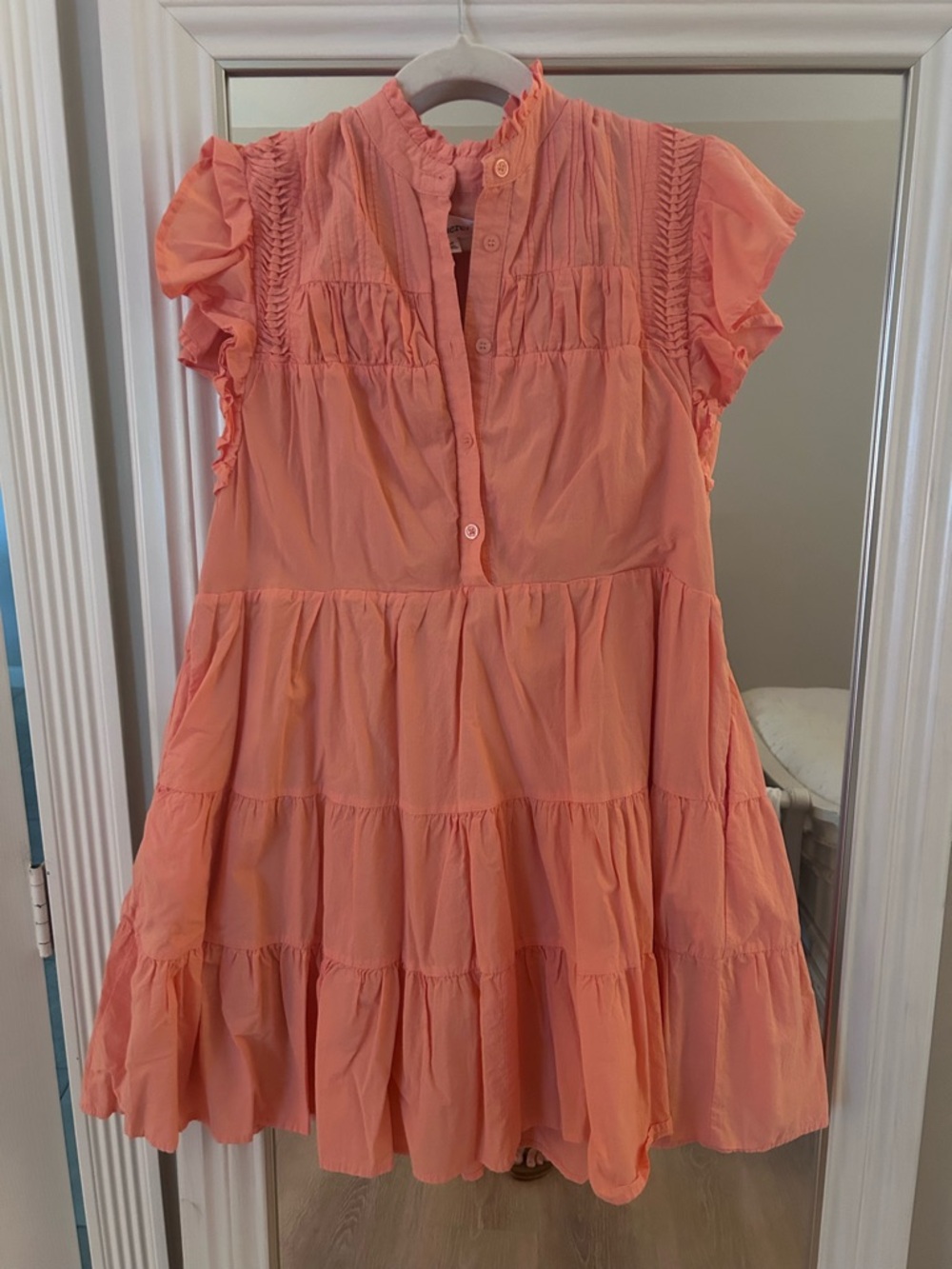 &Merci Coral Tiered Ruffle Dress size M 100% cotton